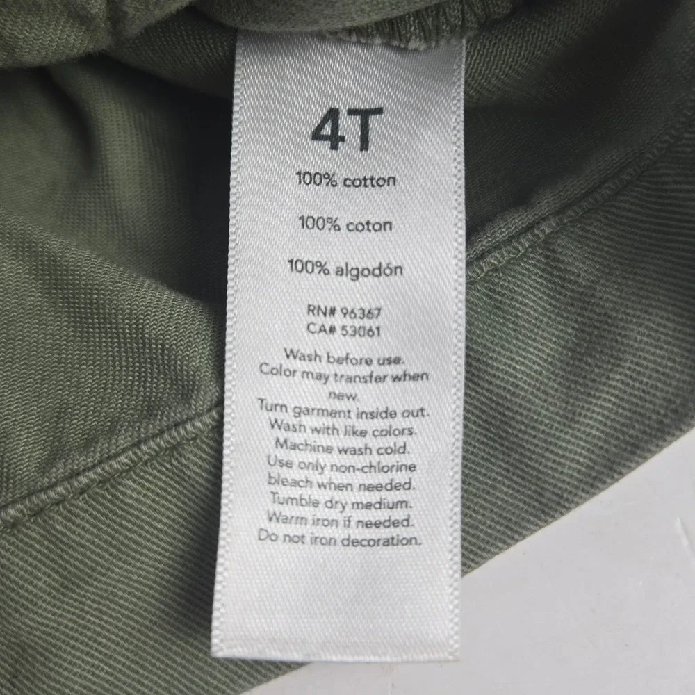 Retro OshKosh B'gosh Utility Jacket Hooded Cargo Military Coat Olive Green 4T